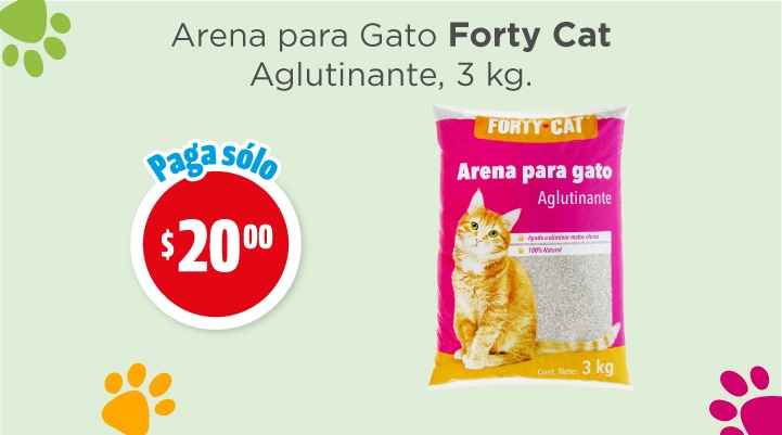 Arena para gato Forty Cat paga solo 20 pesos